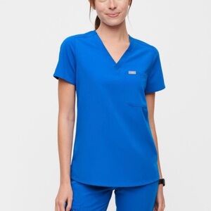 Figs Catarina One Pocket Scrub Top XS Blue Shortsleeve